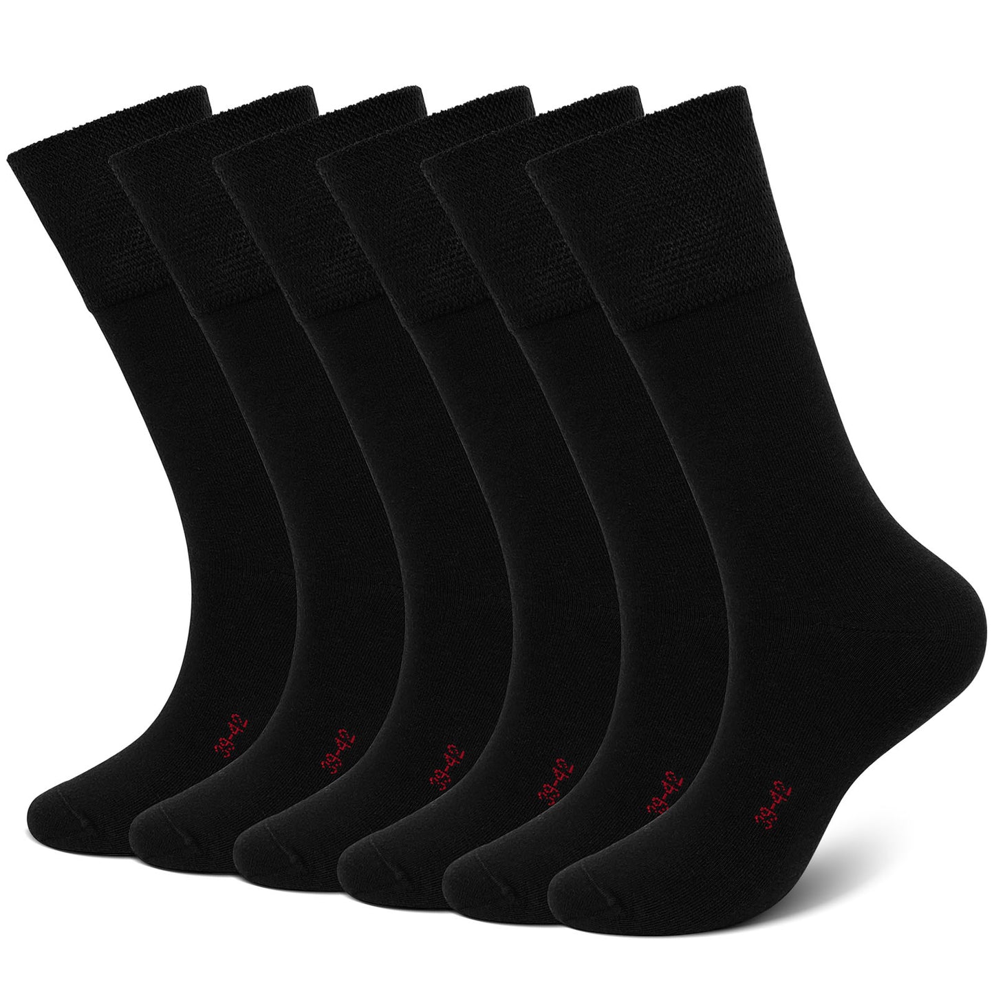 Mens Dress Socks, AMITOFO Cotton Breathable Pattern Socks with Non-Binding Loose Top, Classic Mid Calf Socks for Office and Business Wear, 6 Pairs