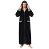 Mens Zip Up Hooded Plush Robe, 300 GSM Coral Fleece Full Length Robes for Men with Pockets, Soft Warm Thick Fluffy Winter Housecoat Sleepwear for Big and Tall