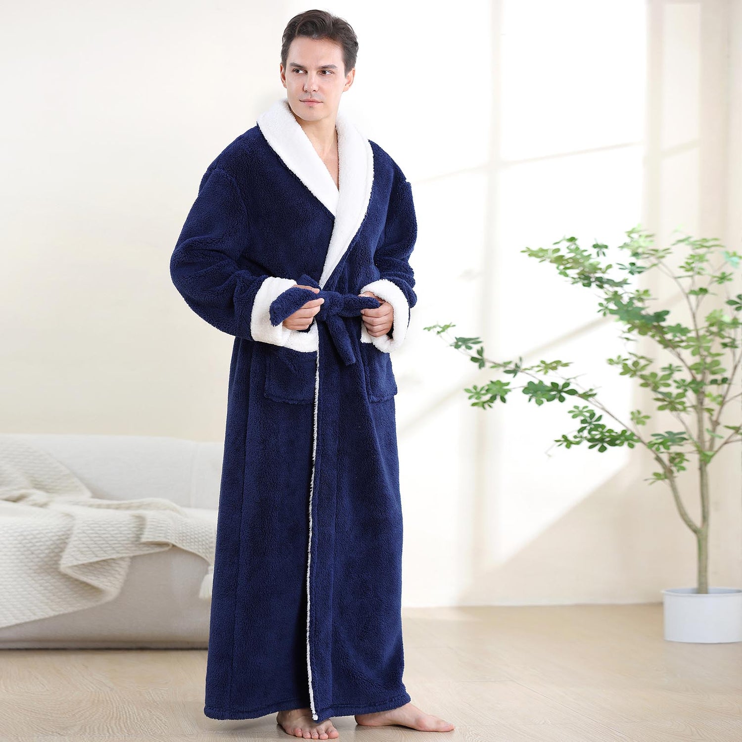 Mens Robe: AMITOFO Cozy Warm Soft Plush Fleece Robes for Men Long Leng ...
