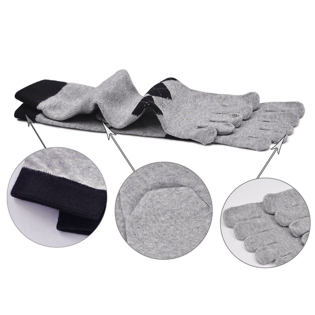 grey 5 finger crew socks for men