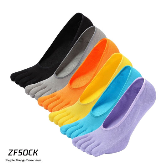 ZFSOCK Classic Plain Design 5 Finger No show Socks for Women, 6 Pairs
